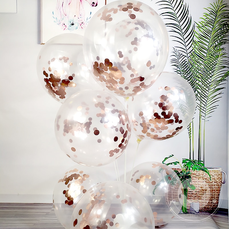 Ballon baudruche transparent confettis